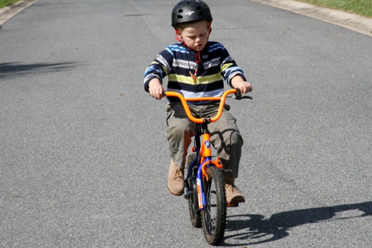 Jacob pedals down the lane